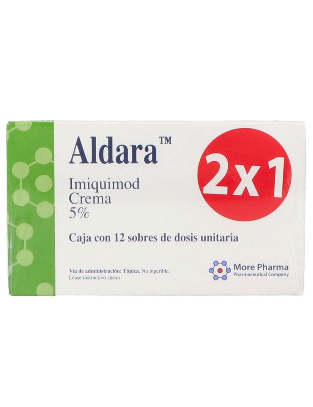 Aldara Crema 5 % Empaque Con 2 Cajas Con 12 Sobres  250 mg 2x1