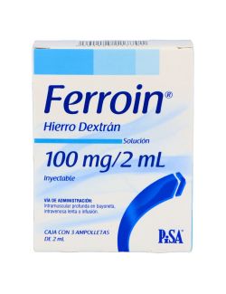 Ferroin Solución Inyectable 100 mg /2 mL Caja Con 3 Ampolletas