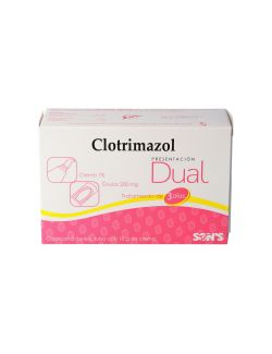 Clotrimazol Dual Ovulos 200 mg/ Crema 1% Caja Con 3 Ovulos y 1 Tubo Con 10 g