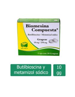 Biomesina Compuesta Butilhioscina 10 mg  / Metamizol sódico 250 mg 10 Grageas