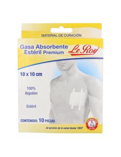 Le Roy Gasa Estéril Premium 10x10cm Caja Con 10 Piezas