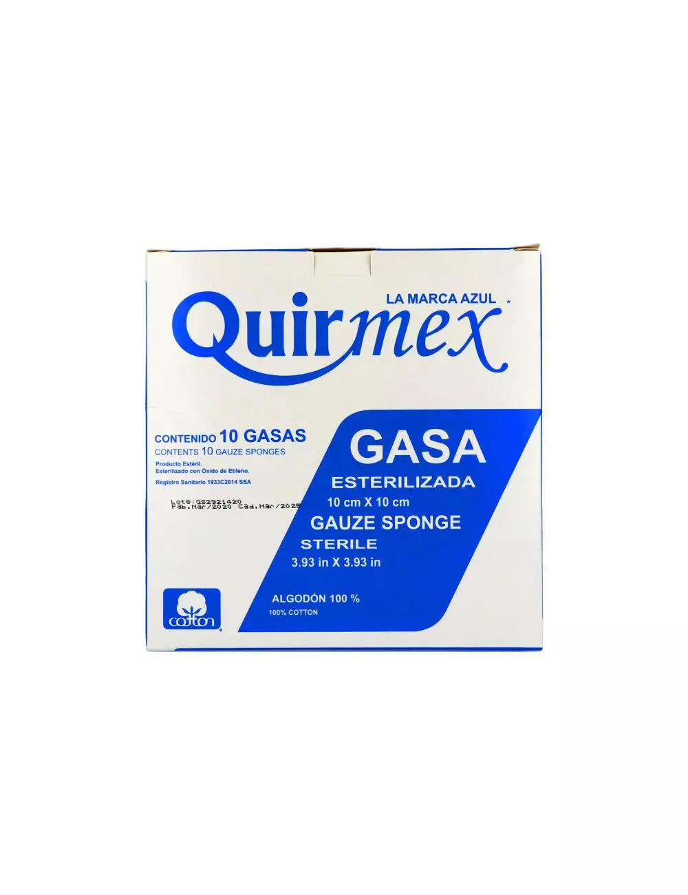 Gasa Esterilizada Quirmex 10 x 10 Caja Con 10 Piezas