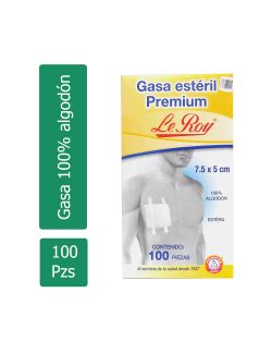 Gasa Estéril Premium 7.5 x 5 cm Caja Con 100 Gasas
