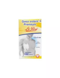 Gasa Estéril Premium 7.5 x 5 cm Caja Con 100 Gasas