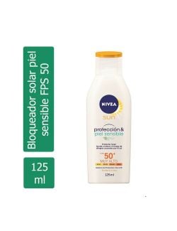 Nivea Sun Bloqueador Solar Piel Sensible FPS 50 Frasco Con 125 ML