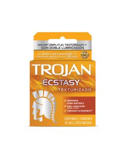 Trojan Texturizado Ecstasy Preservativo Caja Con 2 Condones