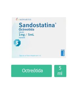 Sandostatina Solución 1 mg / 5 mL Inyectable Caja Con 1 Frasco Ámpula con 5 mL - RX3