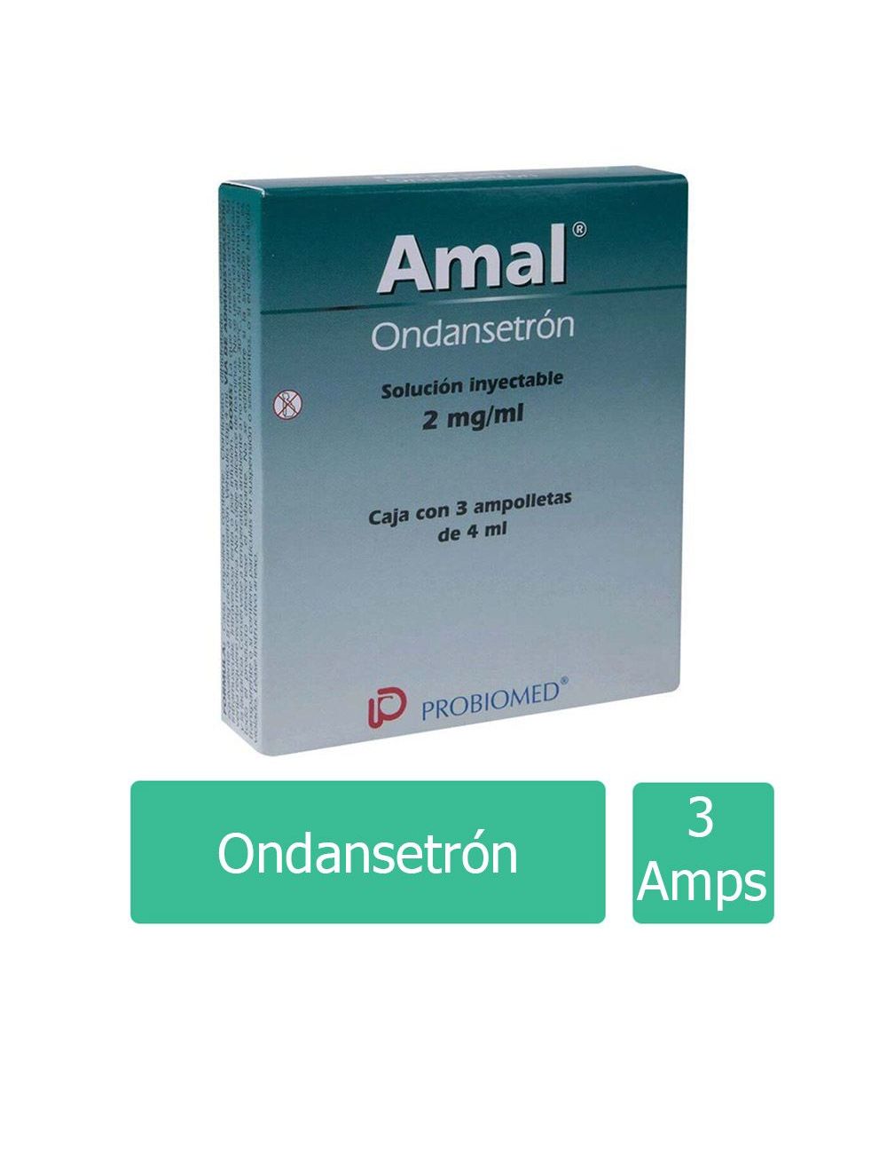 Amal® 2mg/ml (Ondansetrón) - 3 ampolletas de 4ml - Probiomed