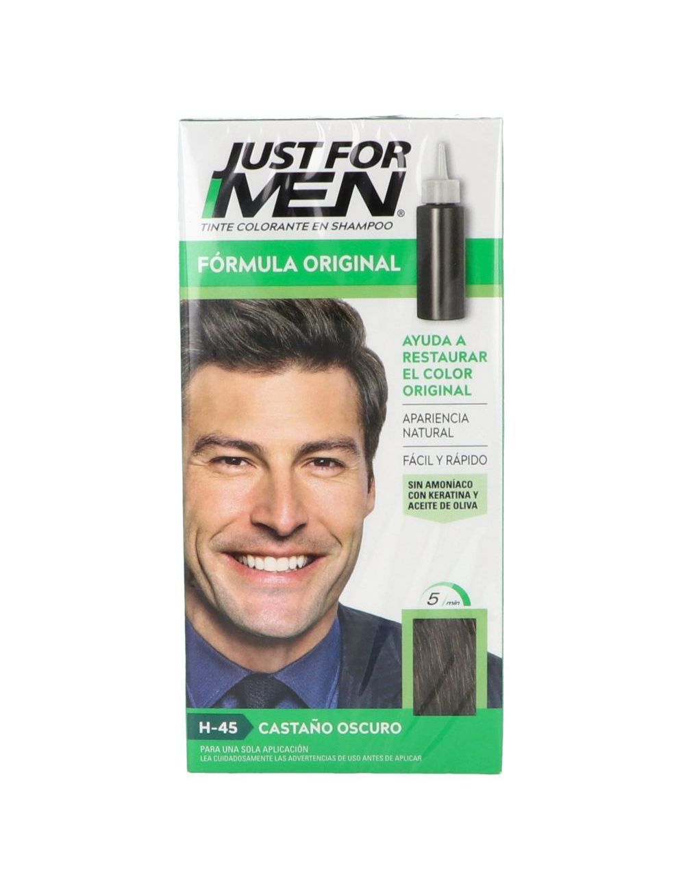 JUST FOR MEN CASTAÑO OSCURO CAJA CON 1 PIEZA TINTE COLORANTE EN SHAMPOO