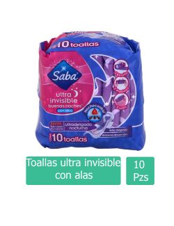 Saba Ultra Invisible Con Alas Paquete Con 10 Toallas