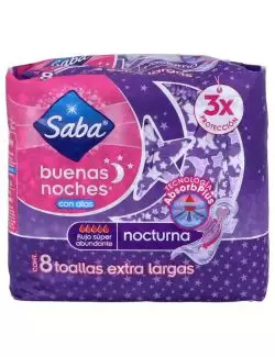 SABA BUENAS NOCHES CON ALAS PAQUETE CON 8 TOALLAS