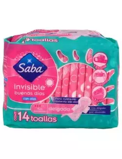 SABA INVISIBLE CON ALAS PAQUETE CON 14 TOALLAS – DELGADA