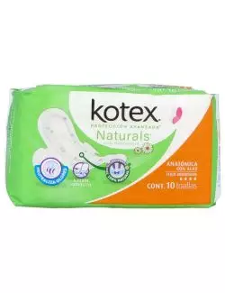 KOTEX MANZANILLA ANATÓMICA EMPAQUE CON 10 TOALLAS