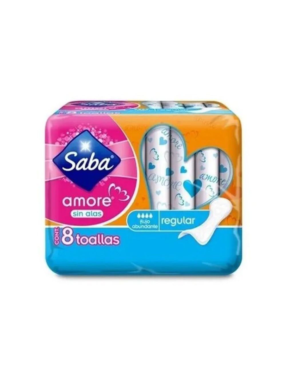 Toallas Sanitarias Saba Amore Sin Alas Con 8 Piezas