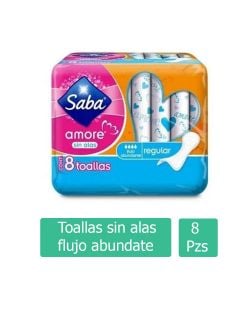 Toallas Sanitarias Saba Amore Sin Alas Con 8 Piezas