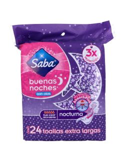 SABA BUENAS NOCHES CON ALAS PAQUETE CON 24 TOALLAS - NOCTURNA