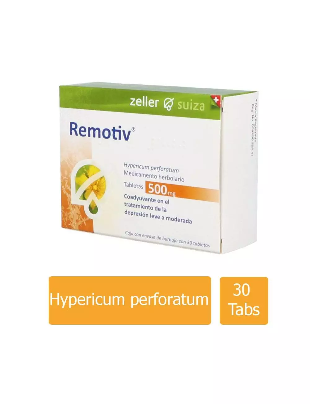 Remotiv® 500 mg - Caja con 30 Tabletas | Hypericum perforatum | Zeller