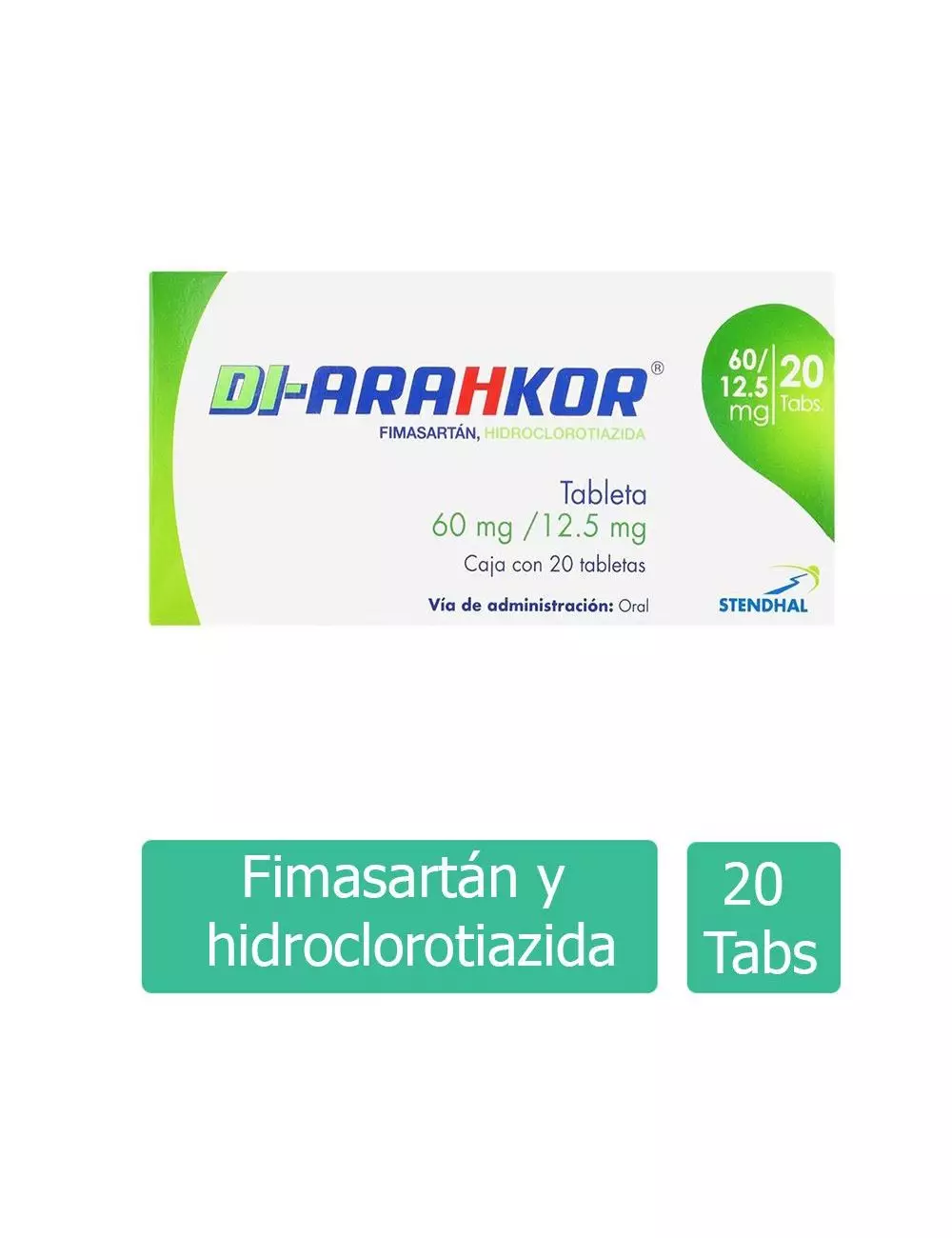 DI-ARAHKOR® 60 mg/12.5 mg - 20 Tabletas | Fimasartán/Hidroclorotiazida | STENDHAL