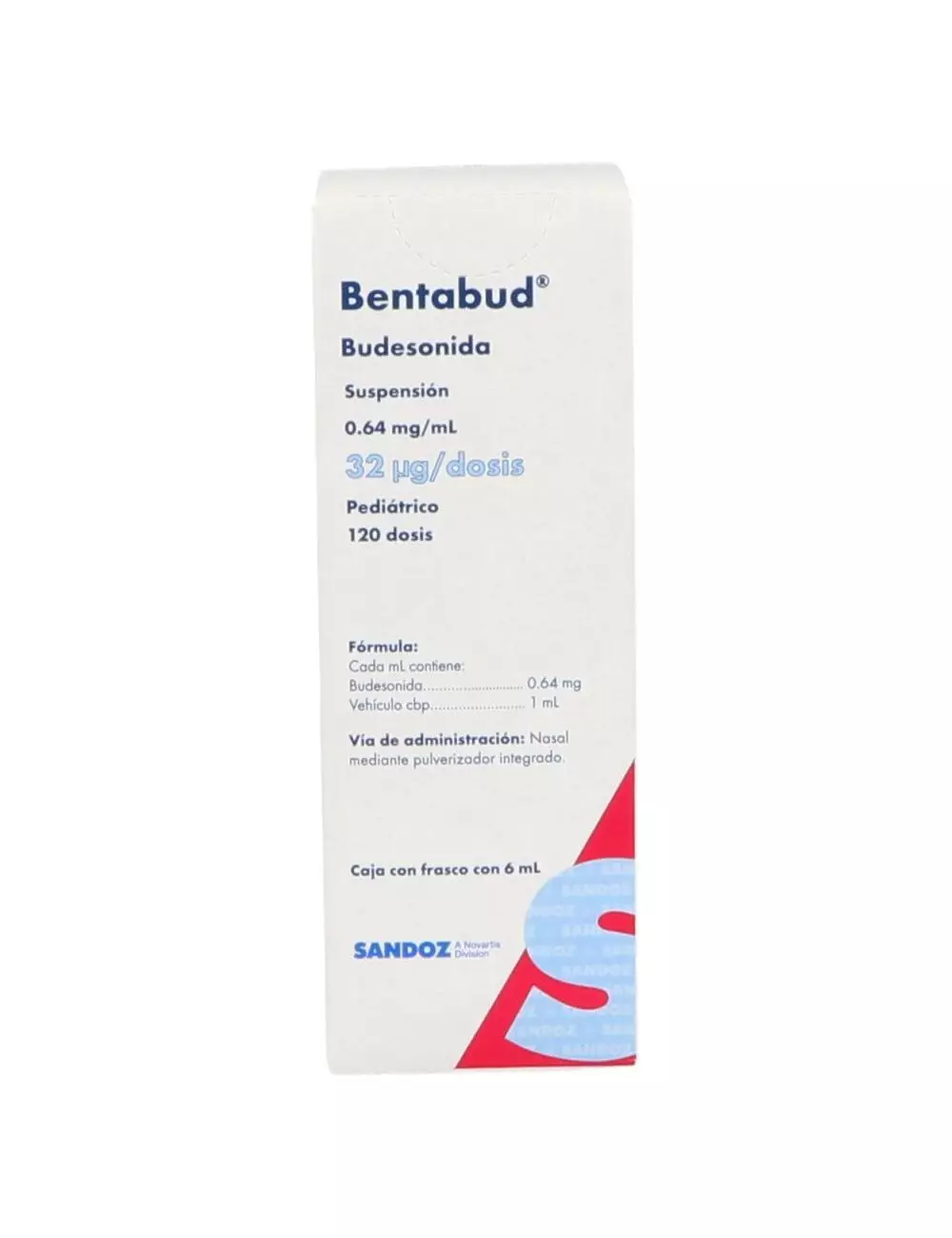 Bentabud Pediátrico 0.32 Mcg Suspensión 0.64 mg / mL Caja con Frasco Con 6 mL 120 Dosis