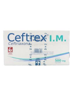 Ceftrex I.M 500 mg  Caja Con Frasco Ámpula y Ampolleta Diluyente -RX2