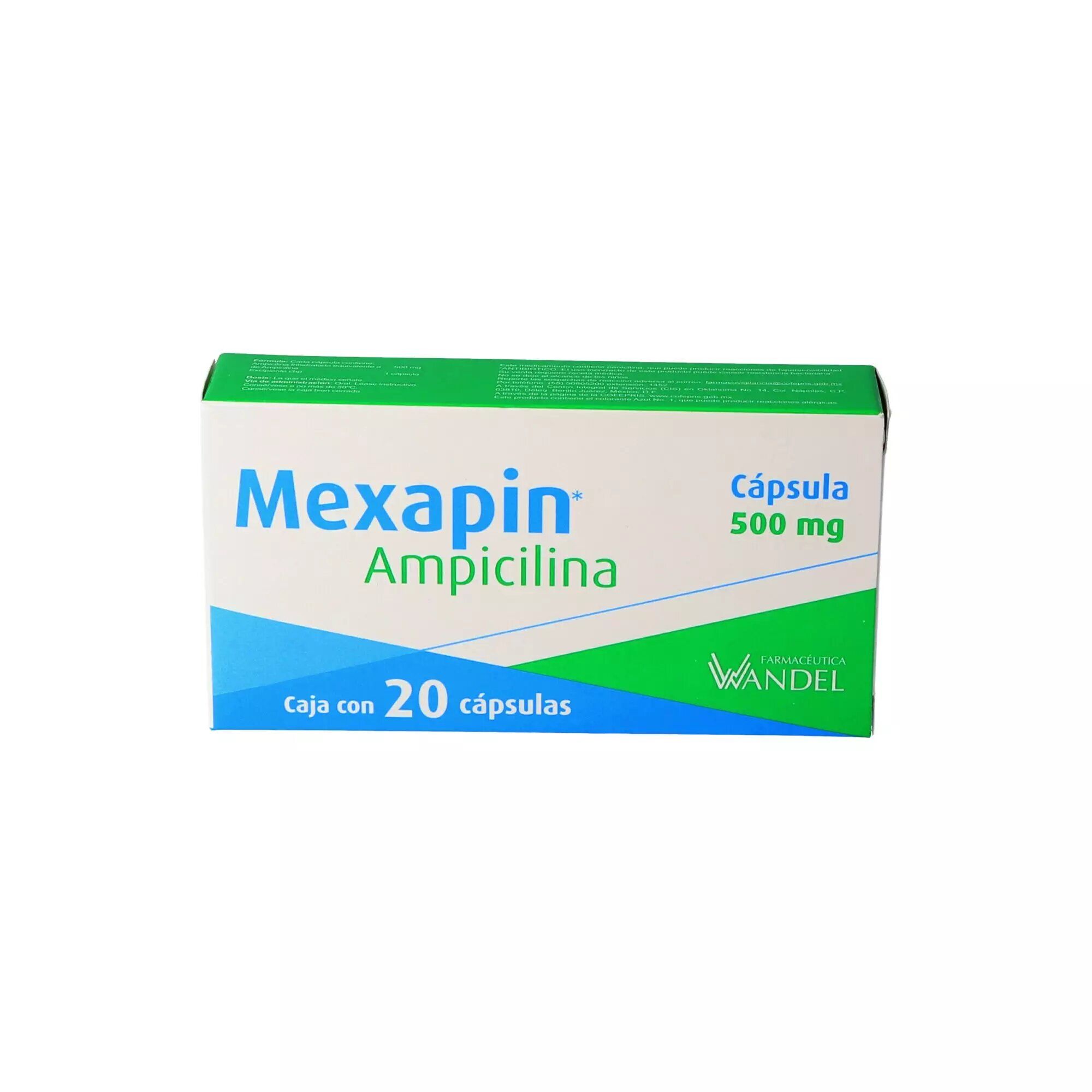 Precio Ampicilina 500 mg caja con 20 cápsulas | Farmalisto MX