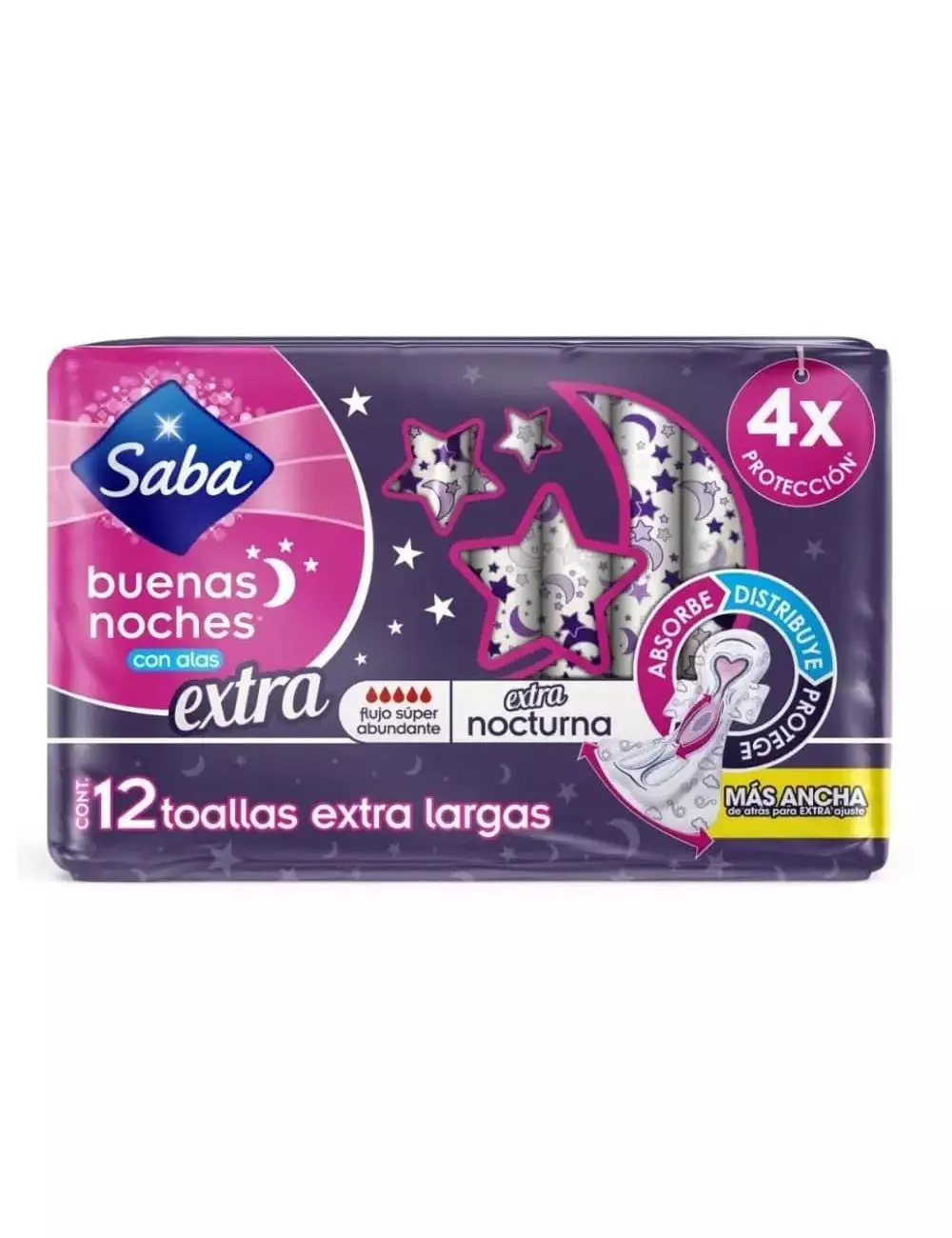 Toallas Sanitarias Saba Noche Alas Xlga