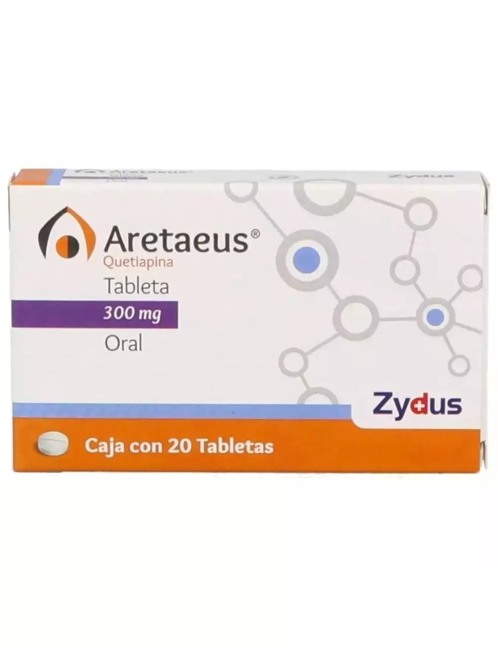 Aretaeus® 300 mg - Caja con 20 Tabletas (Quetiapina) - Laboratorio Zydus