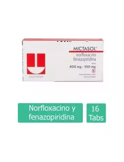 MICTASOL® 400mg/100mg (Norfloxacino/Fenazopiridina) - 16 Tabletas - Asofarma - RX2