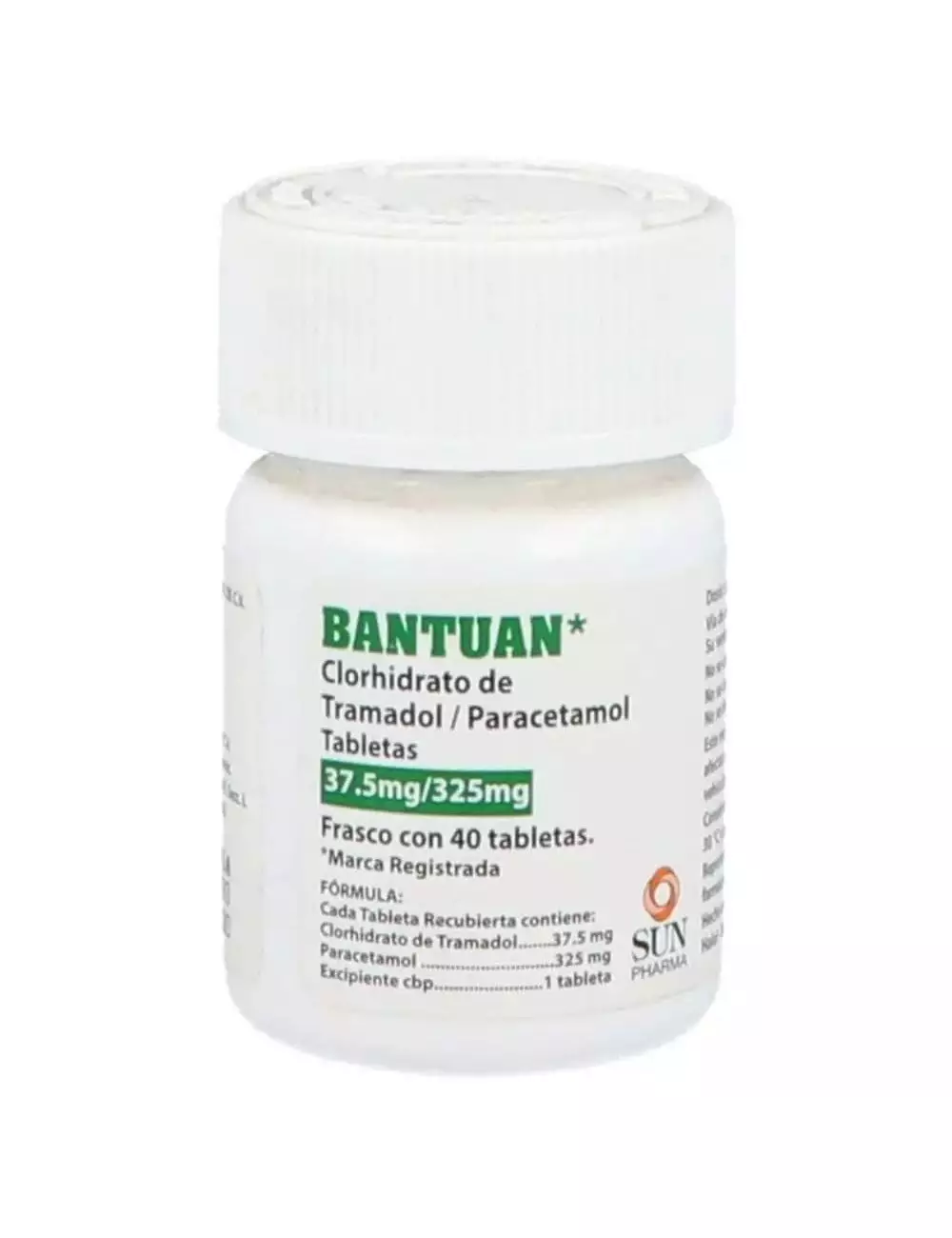 Bantuan 37.5mg/325 mg Frasco Con 40 Tabletas