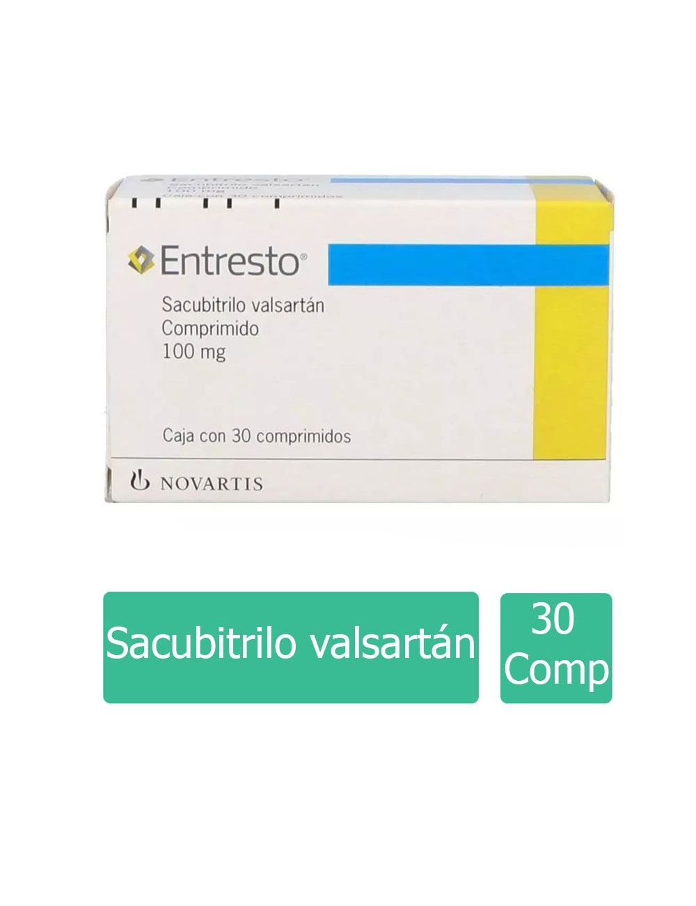 Entresto® 100 mg - Sacubitrilo/Valsartán | 30 Comprimidos | Novartis