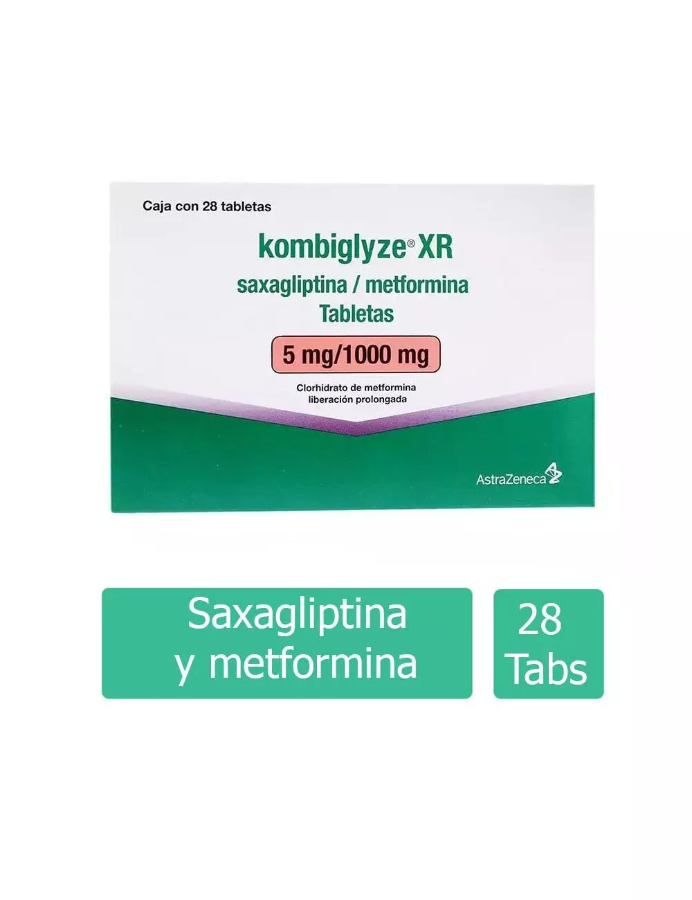 Kombiglyze® 5 mg/1000 mg (Saxagliptina/Metformina) - 28 Tabletas | AstraZeneca