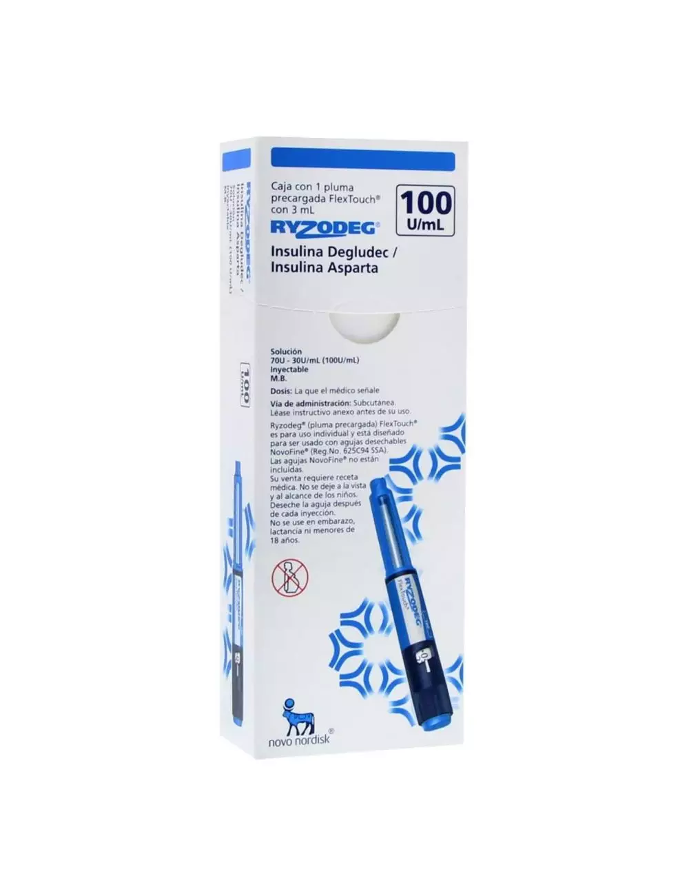 Ryzodeg Solución 70 U/ 30 U mL Pluma Inyector de 3 mL RX3