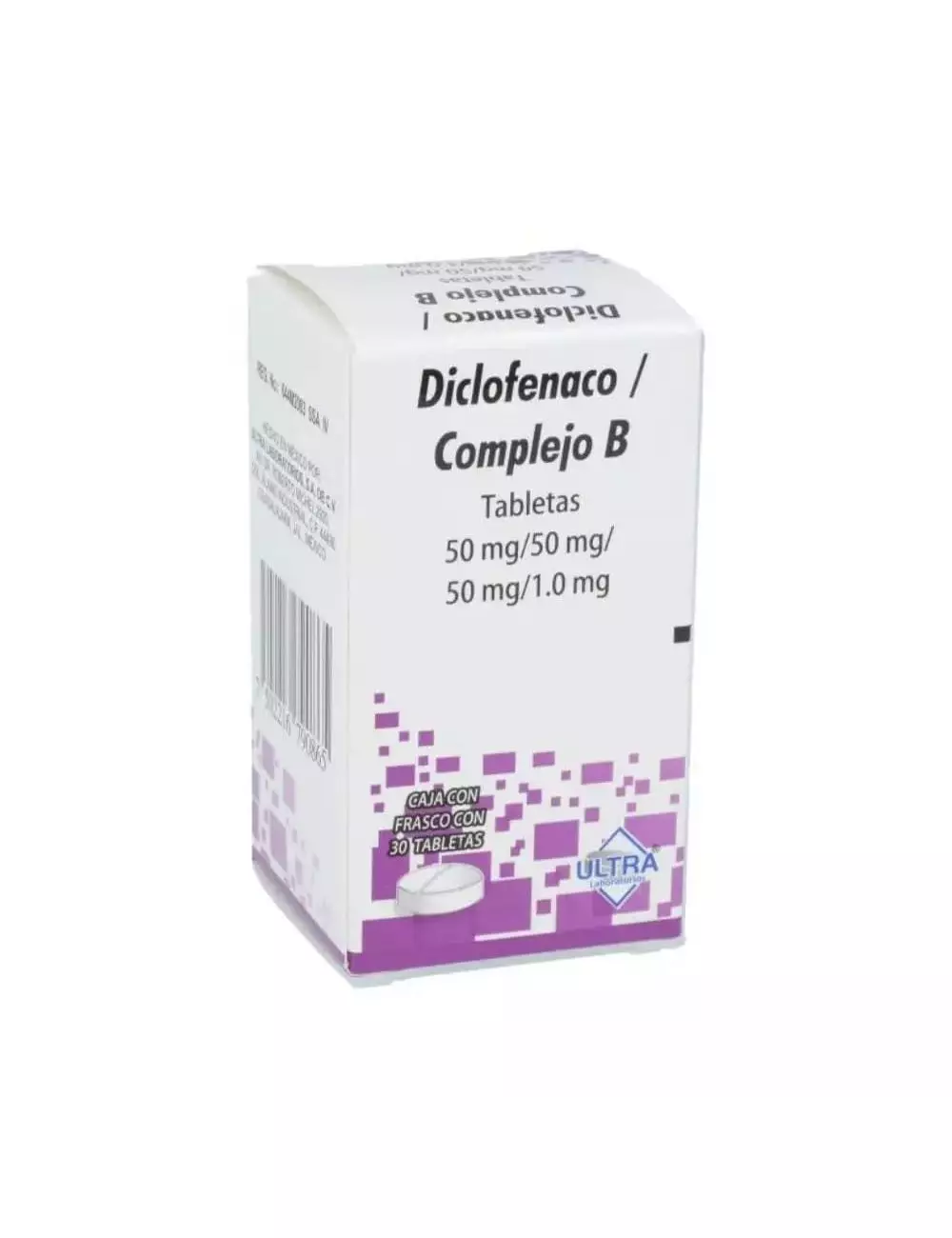 Diclofenaco / Complejo B 50 mg / 50 mg / 50 mg / 1 mg Caja Con Frasco Con 30 Tabletas