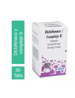 Diclofenaco / Complejo B 50 mg / 50 mg / 50 mg / 1 mg Caja Con Frasco Con 30 Tabletas