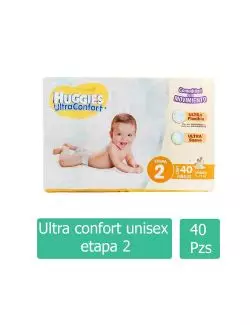 Pañales Huggies UltraConfort Unisex Etapa 2 Con 40 Piezas