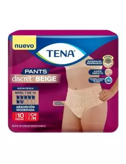 Pants Discret Beige Tena Con 10 Piezas Talla Chica Mediana