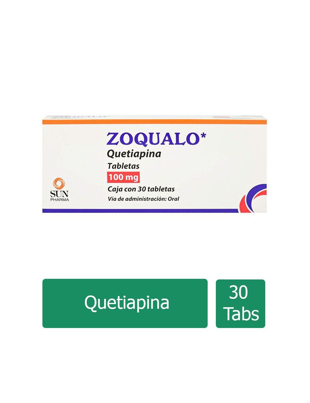ZOQUALO® 100 mg - Caja con 30 tabletas | Quetiapina | Sun Pharma