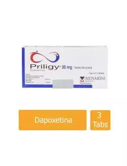 Priligy® 30 mg - Caja con 3 Tabletas | Dapoxetina | A.Menarini Pharma México