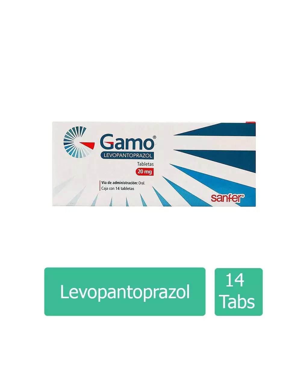 Gamo® 20 mg - Caja con 14 tabletas | Levopantoprazol | Sanfer