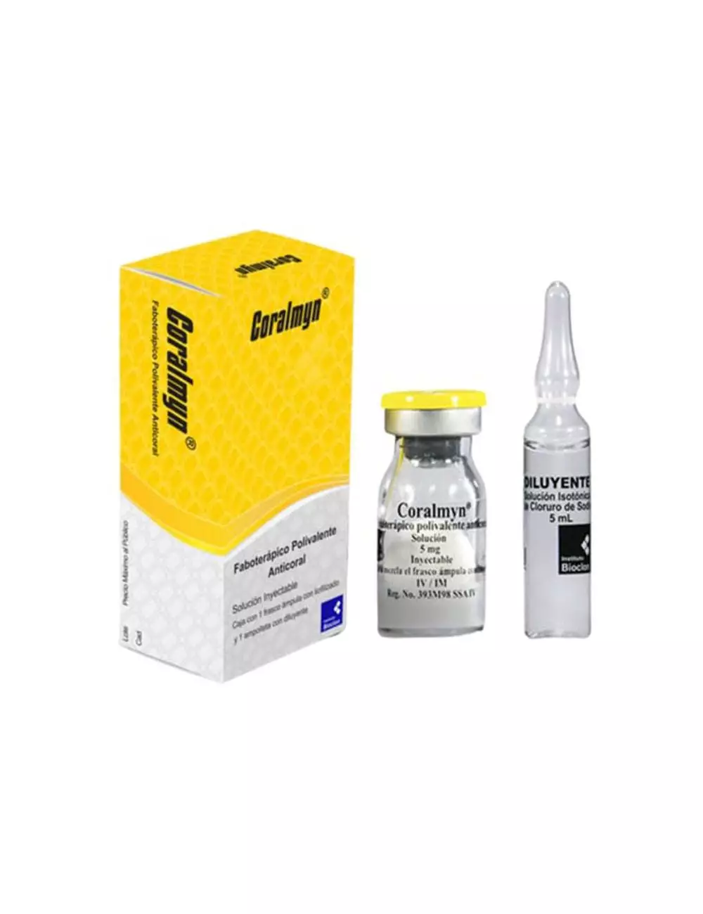 Coralmyn® (Faboterápico Polivalente Anticoral) 5 mg - 1 Frasco Ámpula y Diluyente - Bioclon