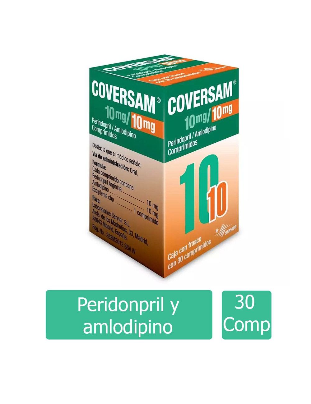 Coversam® 10mg/10mg (Perindopril/Amlodipino) - 30 comprimidos - Servier