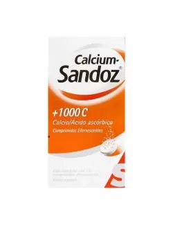 Calcium Sandoz +1000C Caja Tubo 10 Comprimidos Efervescentes de Naranja