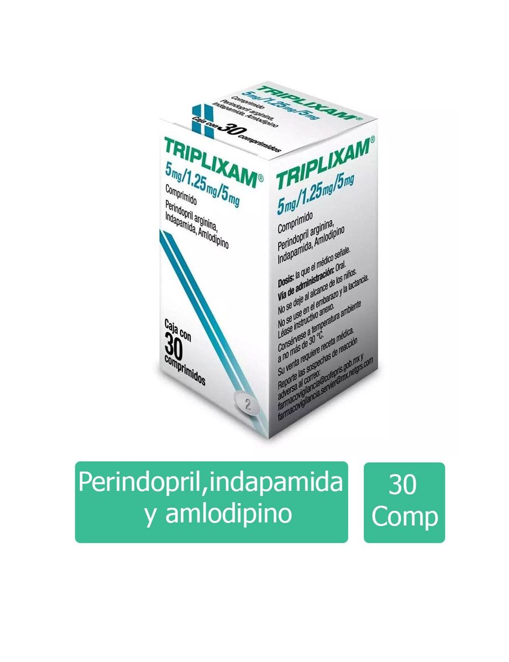 Triplixam® 5mg/1.25mg/5mg (Perindopril+Indapamida+Amlodipino) - 30 comprimidos - Servier