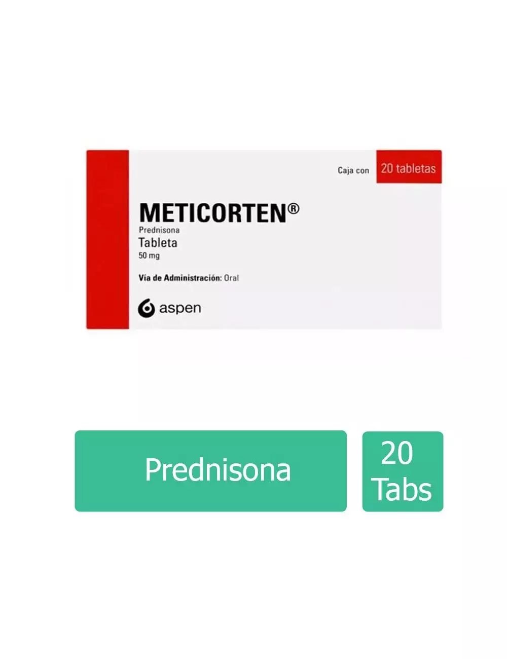METICORTEN® 50 mg 20 Tabletas | Prednisona | Aspen