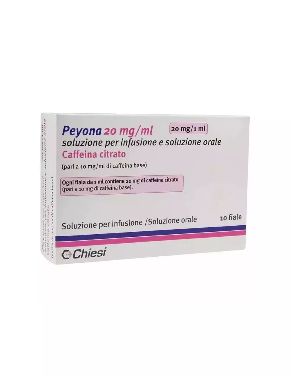 Peyona 20 mg/ml (Citrato de Cafeína) - Caja con 10 Frascos de 1 ml | Chiesi