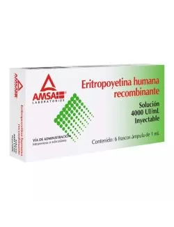 Eritropoyetina Humana Recombinante 4000 UI / mL Caja Con 6 Frascos Ámpula - RX3