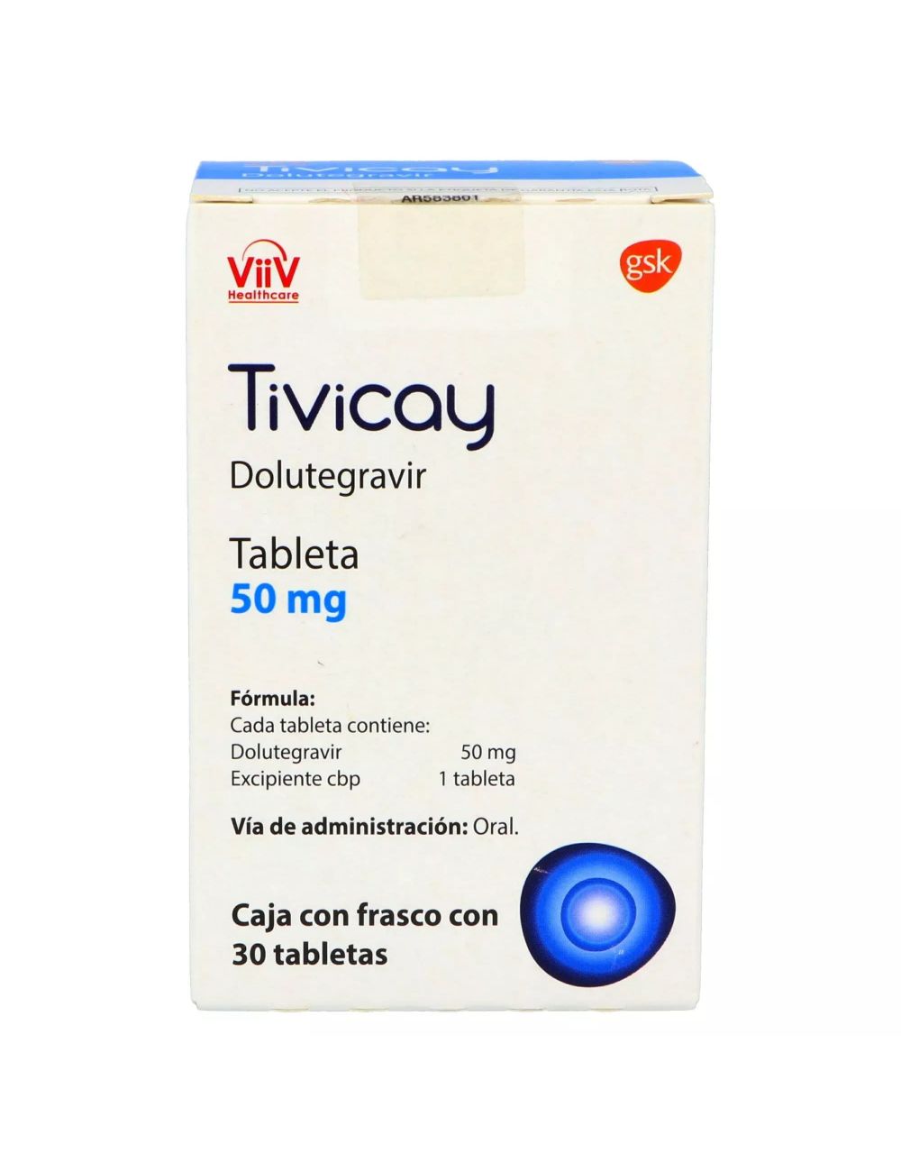 Tivicay 50 mg Caja Con Frasco Con 30 Tabletas