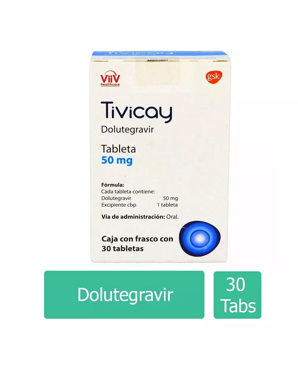 Tivicay 50 mg (Dolutegravir) - 30 Tabletas - GlaxoSmithKline