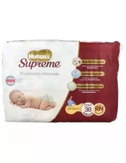 Huggies Supreme Recién Nacido Etapa RN Paquete Con 38 Pañales