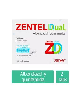 Zentel Dual 200 mg / 150 mg Caja Con 2 Tabletas